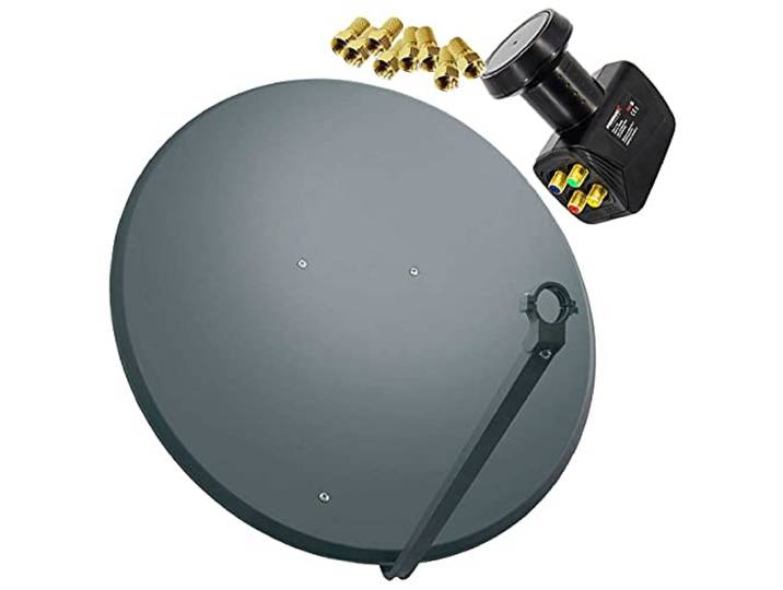 Premium X Satelliten-Komplettanlage 100cm SAT-Schüssel Anthrazit