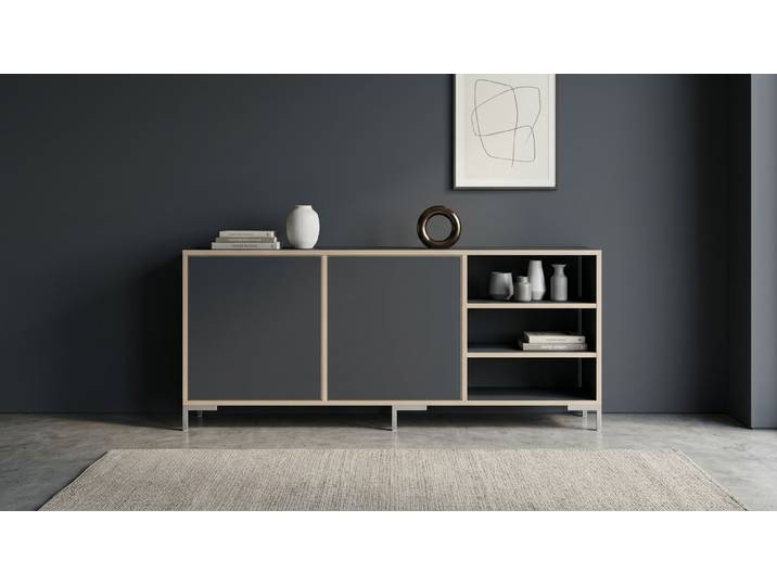 Stylishes Sideboard Premium Dekore Schwarz Multiplex Kante