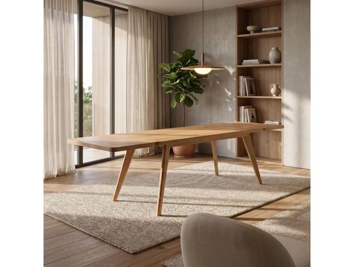 Table à manger extensible Grace 180x90 cm Une extension de 50 cm Bois de chêne massif