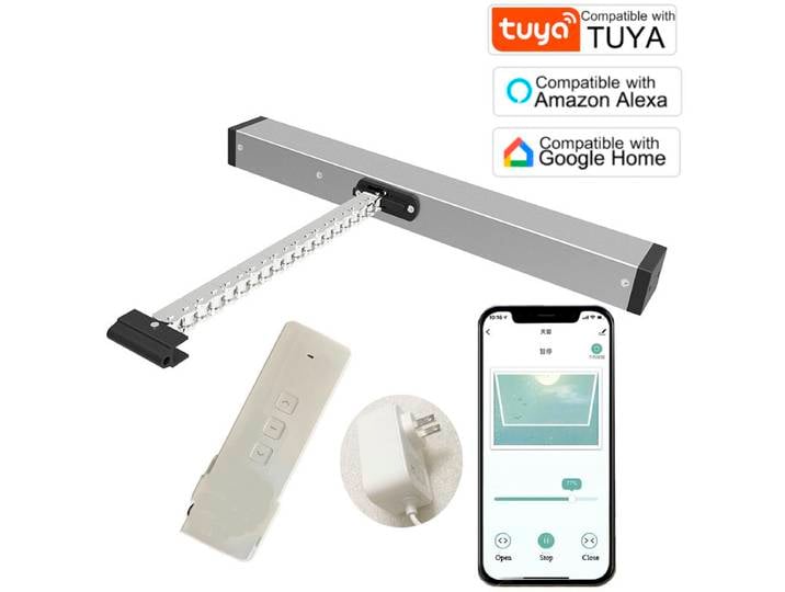 Ouvre-fenêtre intelligent Tuya avec télécommande RF, commande vocale Alexa Google Home, pilote de fenêtre électrique Wi-Fi
