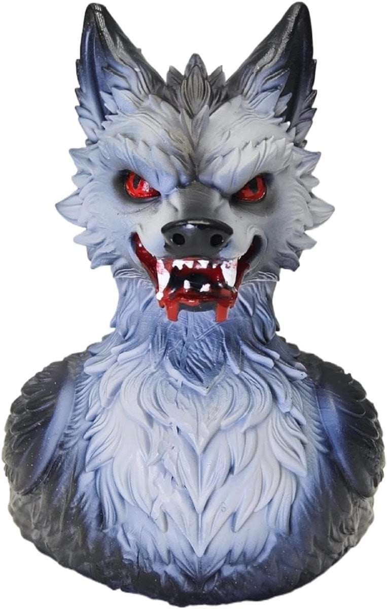 Uniek Beeldje Eend Weerwolf Gothic Decoratie H: 10 cm, B: 11 cm, D: 7 cm
