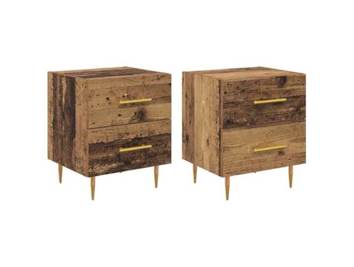 KDVXBCQJH Nachttisch 2er Set Altholz 40x35x47,5 cm Beistelltisch Stilvolle Nachtkommoden fürs Schlafzimmer: Kompakter Stauraum auf robusten Metallbeinen, pflegeleicht.