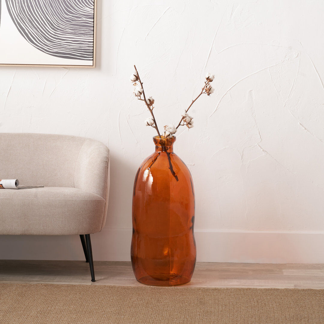 Mercury Organic Shaped Recycled Glass Tall Vase Orange 73cm H X 34cm W X 34cm D