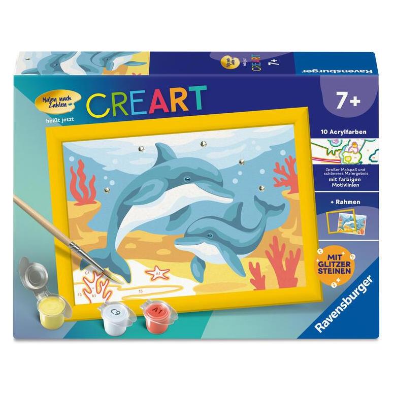 Ravensburger CreArt, Malen nach Zahlen Kinder - Verspielte Delfine (4005555231158-4005555231158)