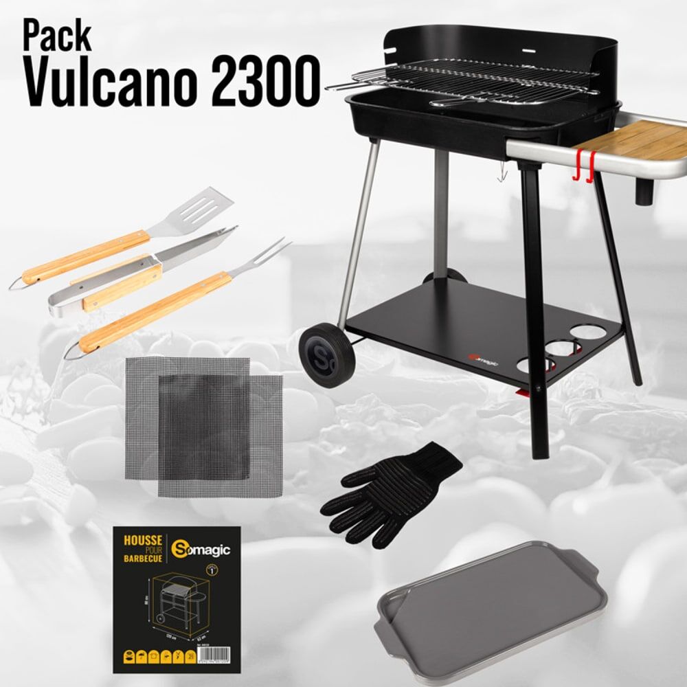 Somagic Pack barbecue vulcano 2300 Noir 56x56x101cm
