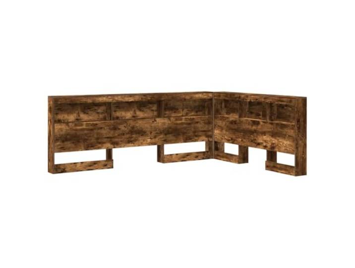 GHVBNMF Kopfteil mit Ladestation Stauraum Geräucherte Eiche Holzwerkstoff Modernes Schlafzimmer Bettkopfteil in L-Form mit integrierten Steckdosen, praktischen Regalen und stabiler Stahlkonstruktion.