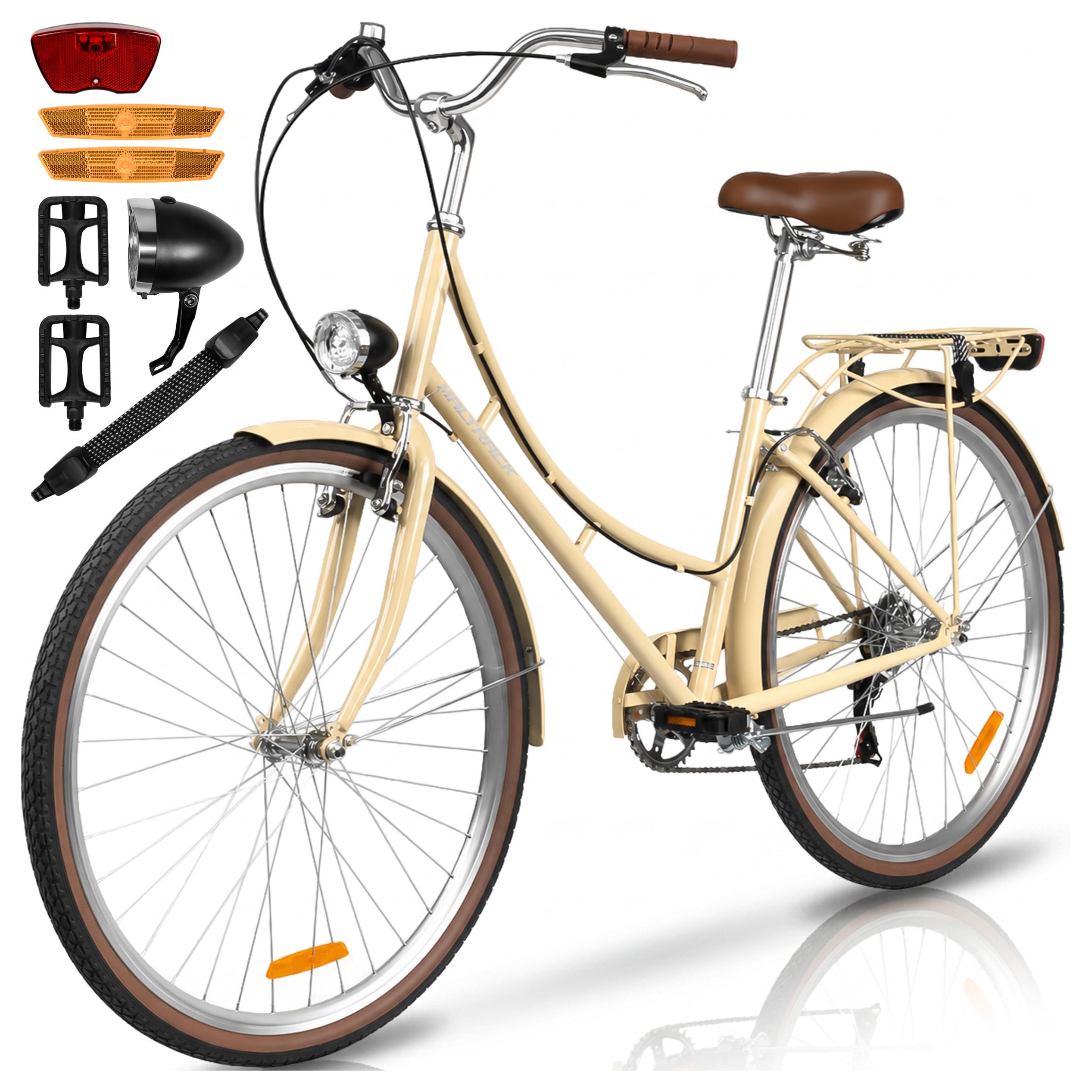 28 Zoll Citybike Damenfahrrad Cityfahrrad cremig Shimano 6 Gang LED Beleuchtung Gepäckträger AVILO