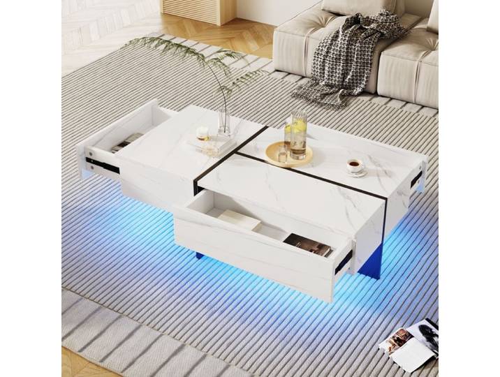 Feuille épaissie Eco - friendly Material table basse durable à haute brillance structure en marbre imitation blanche table assor