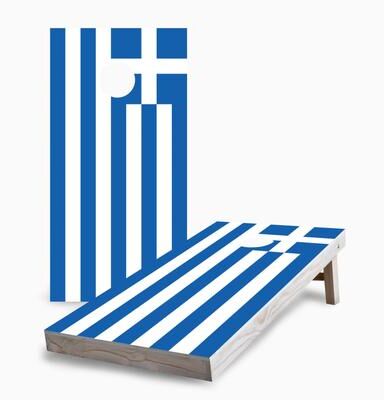 Skip's Garage Greek Flag Corn Hole Board Set