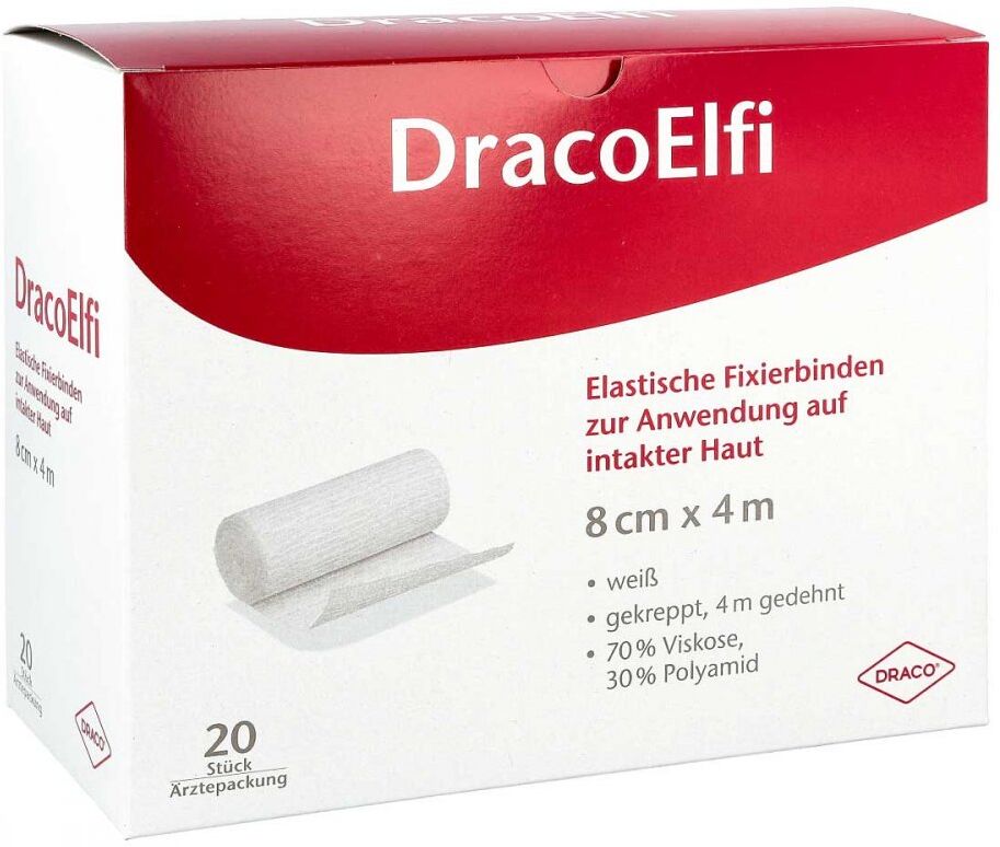 Dracoelfi elastisch Fixierbinde 8 cmx4 m gekreppt 20stk
