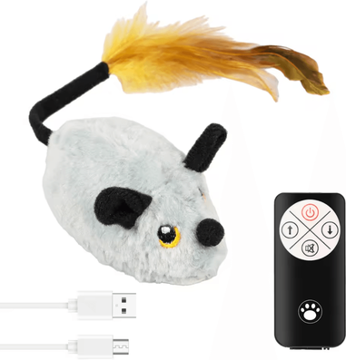 Inspire Curations SmartChase Rechargeable Interactive Mouse Cat Toy grey
