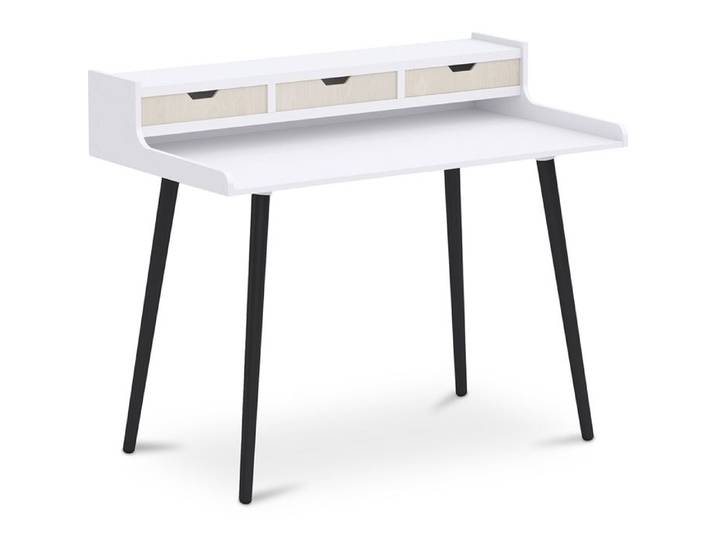 Bureau en bois Design scandinave - Amund Bois Naturel / Blanc