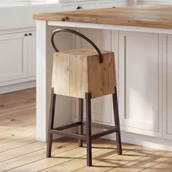 Barhocker HWC-L76, Barstuhl Tresenhocker, Industrial Metall Massiv-Holz MVG-zertifiziert, natur