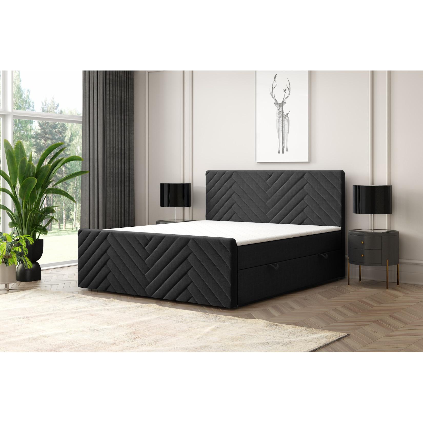 M-Punkt GmbH Boxspringbett GENF Fußteil mit Bettkasten 180 x 200 cm Schwarz- versch. Ausführungen