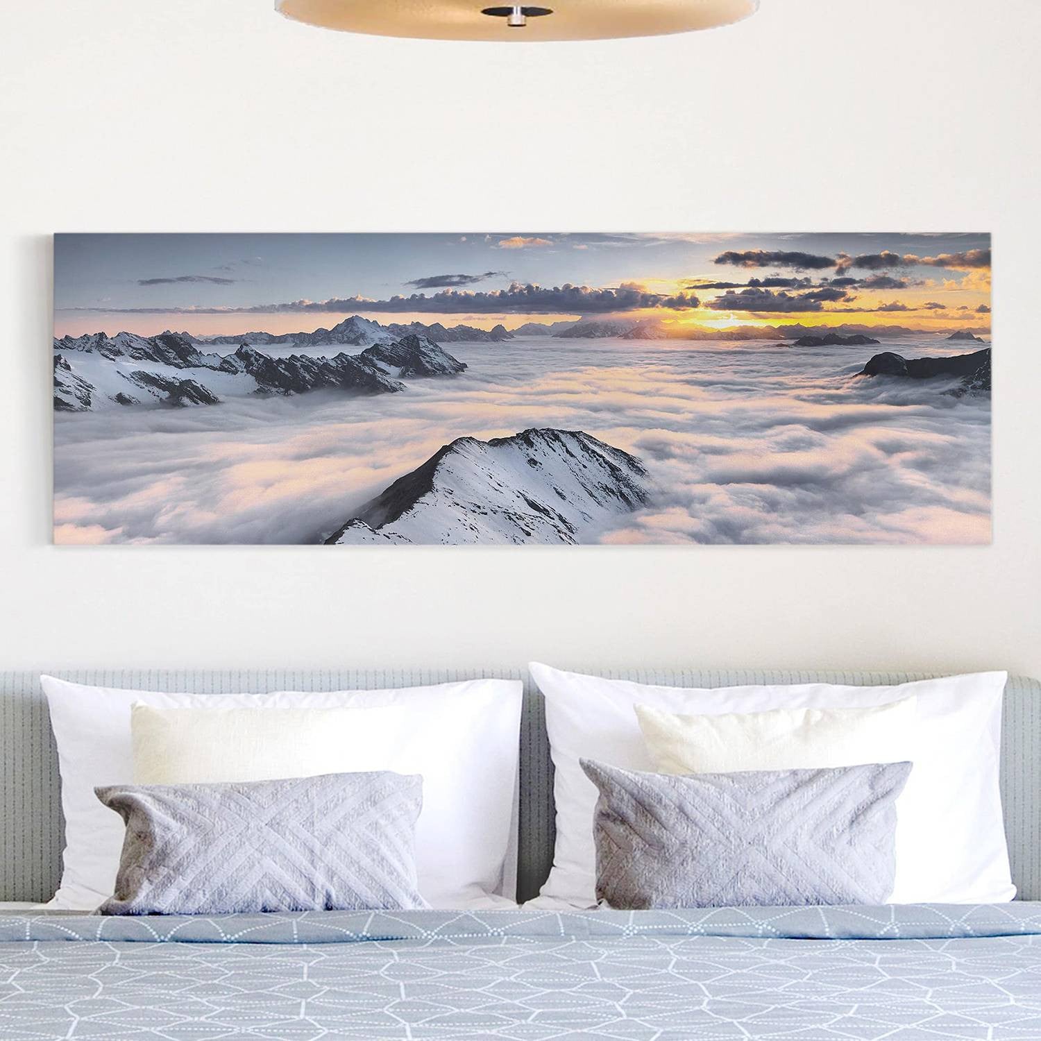 home24 Wanddecoratie Uitzicht boven wolken, wit, 150 cm