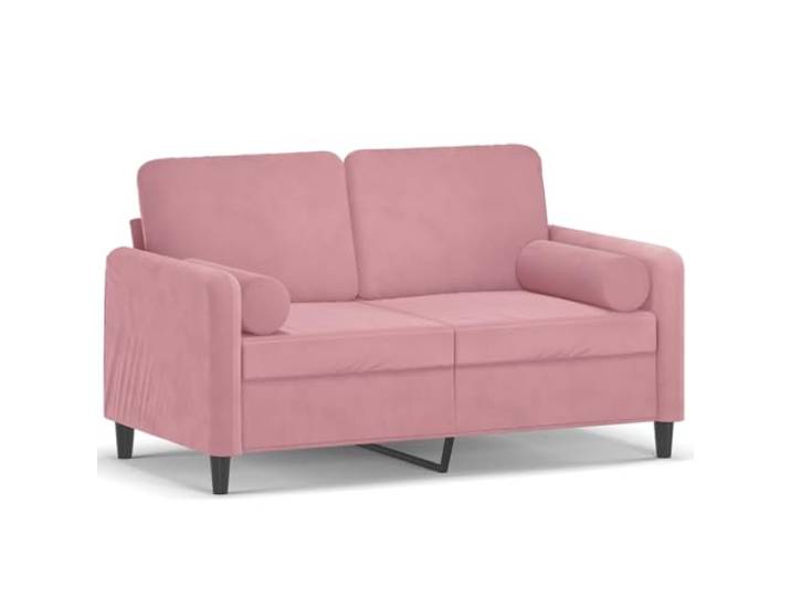 Makastle 2 Sitzer Sofa Couch mit Zierkissen Rosa 120 cm Samt
