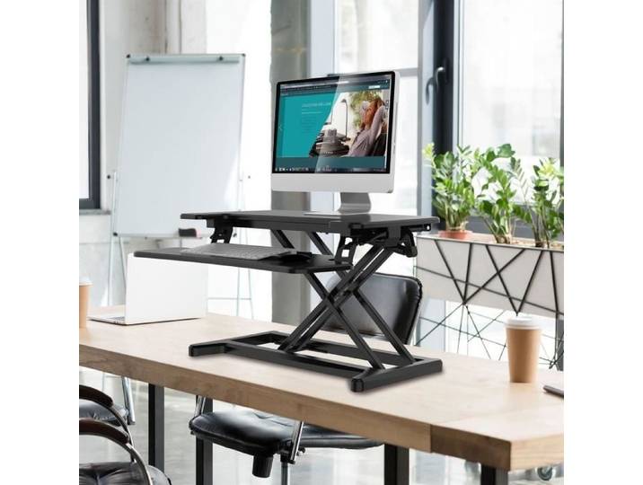 Poste de Travail Assis-Debout - Unilux - Ergo Desk 2 - Noir - Ajustable - Montage facile - Bureau
