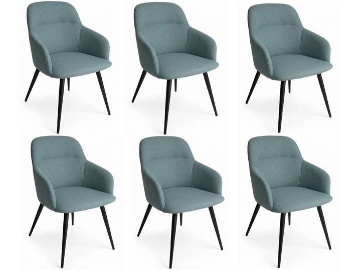 JVmoebel Sitzgruppe Stilvoller Esszimmerstühle 6er Set Textil Blau Komfort Sitzmöbel, (6-tlg., 6-tlg)