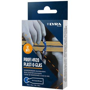 Lyra Signierkreide Profi 4920 Plast-O-Glas, blau, Durchmesser 9,5mm, 12 Stück
