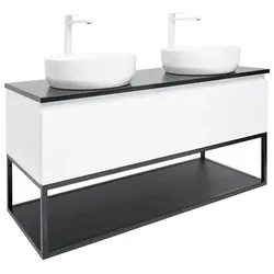 Badezimmerschrank mit Abdeckung SAT B-Way 119x30x45 cm weiß glänzend BWAY120WU2B2BF
