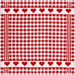 Geschirrtuch Herzen rot BW Frott. Baumwolle Rot