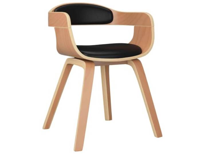 fsahslih Esszimmerstuhl Schwarz, Küchenstuhl aus Bugholz Kunstleder Bequeme Schaumstoff-Polsterung mit Armlehnen für Wohnbereich und Küche, stabile Konstruktion bis 110 kg Belastbarkeit.