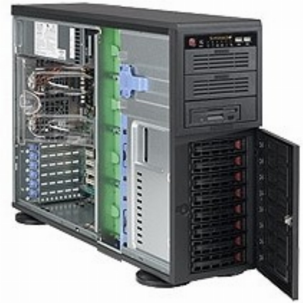 Supermicro CSE-743TQ-903B-SQ, Full Tower, Server, Schwarz, ATX, EATX, micro ATX, 4U, Ventilatorausfall, HDD, Netzwerk, Leistung, Status