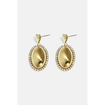 Paar Ohrhänger ADELIA´S "LIVAYA", Damen, Gr. Damen, Edelstahl, gold (goldfarben), Ohrringe, Modisch akzentuiert durch Herzstecker und Strassbesatz.