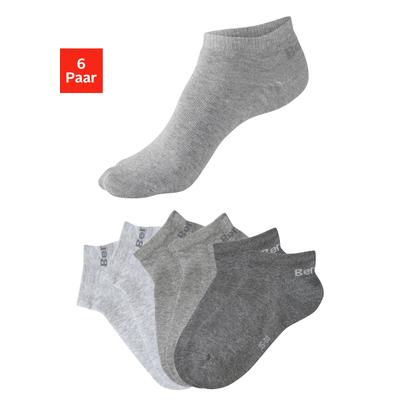 Sneakersocken BENCH. "für Damen und Herren in Baumwollmischung, für Sport und Freizeit", Herren, Gr. 39-42, grau (2x dunkelgrau meliert, 2x hellgrau meliert, 2x grau meliert), Baumwollmischung, elastisch, Socken Sneakersocken, mit klassischem...