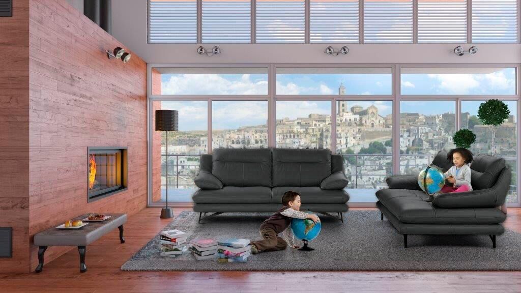 2-Sitzer CALIA ITALIA "Cezanne, italienisches Design trifft erstklassigen Sitzkomfort, Leder", schwarz (100 nero), B:180cm H:90cm T:109cm, Sofas, Edles Designsofa in besonders langlebigen & pflegeleichten Lederarten