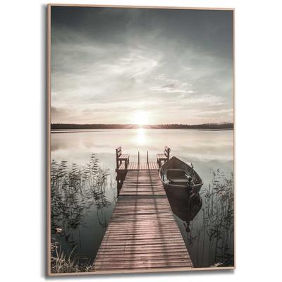 Wandbild REINDERS "Slim Frame Wood 50x70 Scandic Jetty", blau (farbe bild(er): blau), B:50cm H:70cm T:2cm, MDF, Bilder