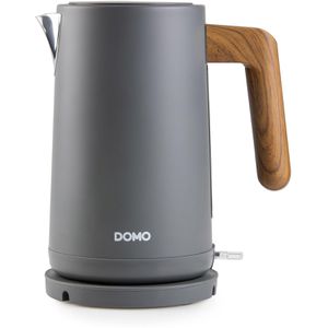 Domo Wasserkocher Wood You DO9268WK, grau, 1,7 Liter, 2200 Watt, mit Kunststoffgehäuse