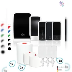 Blanc HYGIENIC HYGIENE-KOMPLETT-Set SENSOR: Handtuch-, Schaumseifen-, Desinfektions-, Toilettenpapierspender & Sitzreiniger inkl. Füllmittel