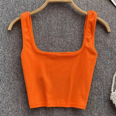 Inspire Picks Womens Backless Y2K Crop Top Slim Fit Sleeveless Cami orange l