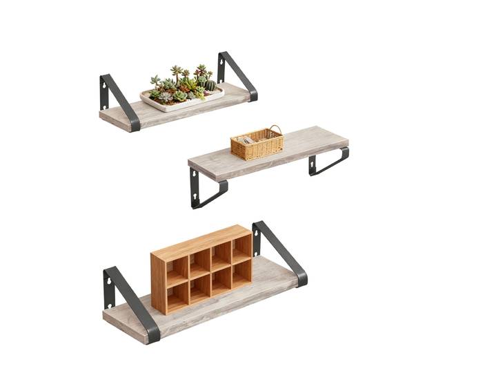 Wandregal Set 3 Grössen 3er Pack Beige-Schwarz
