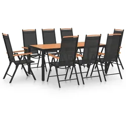 vidaXL 9-tlg. Garten-Essgruppe Aluminium Schwarz