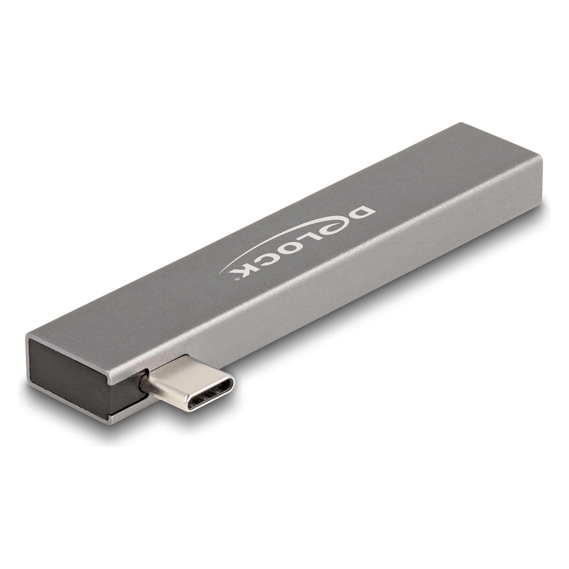 Delock 3 Port Slim USB Hub mit USB Type-C zu 1 x USB 5 Gbps (USB-C, 3 Ports) (64275)