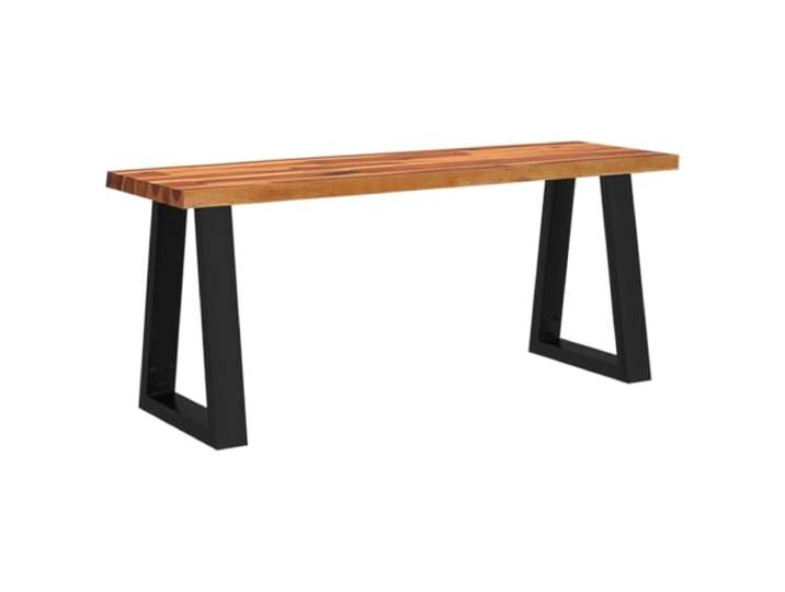 HBBMGYD Sitzbank, 110 cm, massives Akazienholz, mit lebendem Rand U-förmige Füße, pulverbeschichteter Stahl, industrieller Stil, Sitzfläche aus Massivholz, Esszimmer, Wohnzimmer, Flur