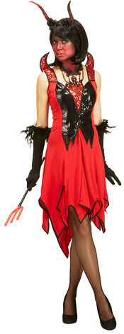 Teufelin Kleid, rot/schwarz