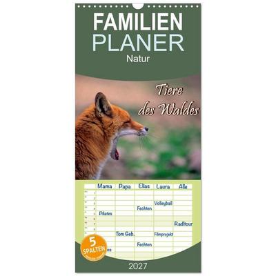 Familienplaner 2027 - Tiere des Waldes mit 5 Spalten (Wandkalender, 21 x 45 cm) CALVENDO
