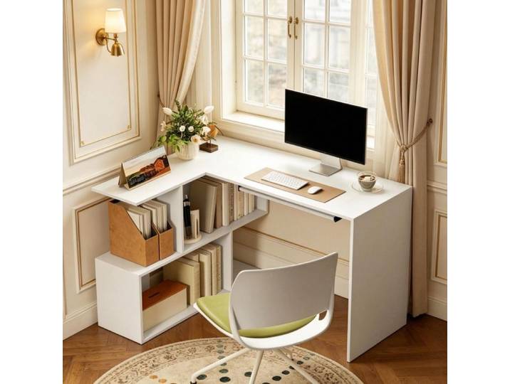 Bureau d'angle en L bureau en L avec étagères de rangement et plateau pour clavier bureau d'ordinateur pour bureau à domicile