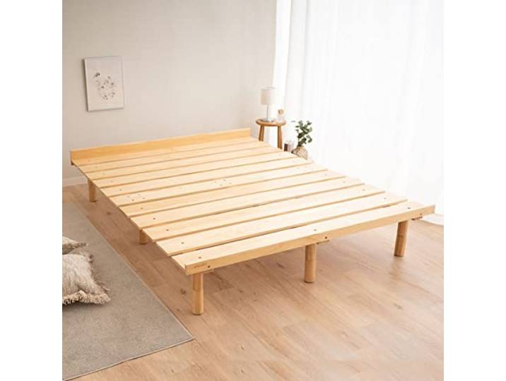 EMOOR Futonbett OSMOS 140 x 200cm für Japanische Futon-Matratze, Höhenverstellbar (5/18/31cm), Natur-Braun, Natürlich Kiefern Holzmöbel Japanischer Stil