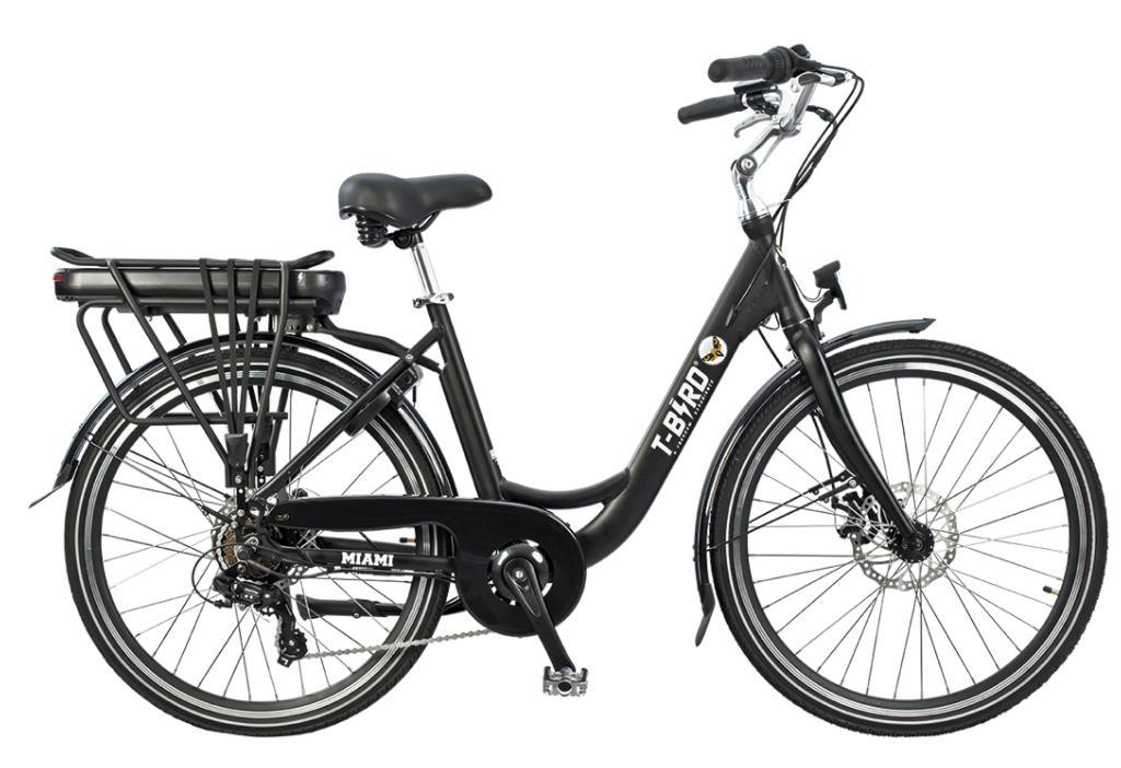 26 Zoll City E-Bike Tiefeinsteiger, 36 V 14,4 Ah Akku, 7-Gang-Schaltung, LCD-Display, Scheibenbremsen und Gepäckträger
