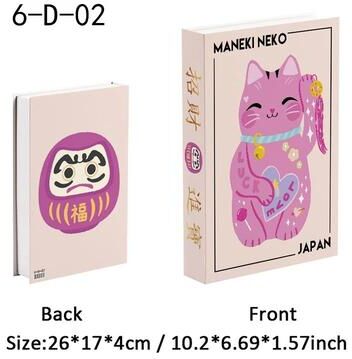 Uplift Treasures Lucky Cat Ukiyoe Decorative Book Storage Box 8 open