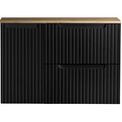 Waschtisch Skelbolu 80x60x40 cm Schwarz/Eichenoptik [en.casa]