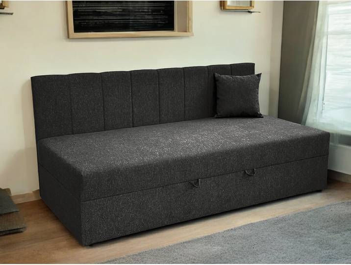 Gäste-Boxbett Nawiko 90 x 200cm Webstoff Genia Schwarz