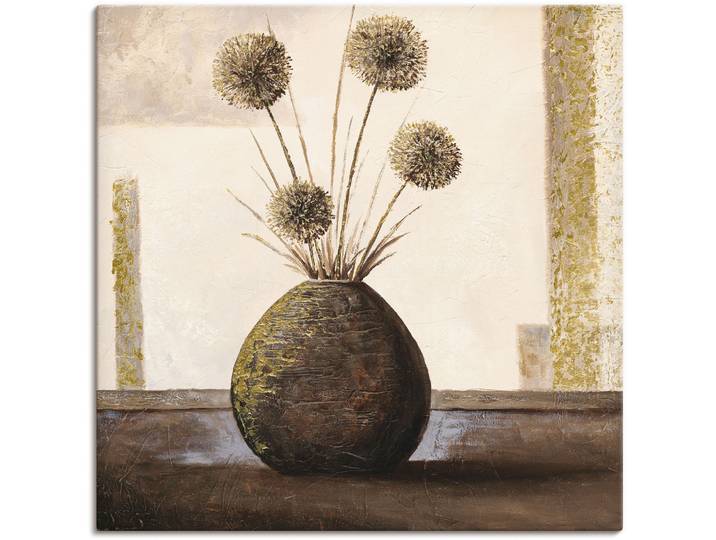 Leinwandbild ARTLAND Goldene Vasen II , beige (farbe bild(er): naturfarben), B:70cm H:70cm, Bilder, Leinwandbild, auf Holzrahmen gespannt