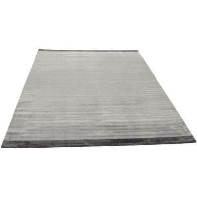 Teppich THEKO "Miami 3286, Handwebteppich", grau, B:140cm H:8mm L:200cm, Viskose, Teppiche, Teppich, gestreift, handgewebt, aus Viskose & Wolle, Wohnzimmer