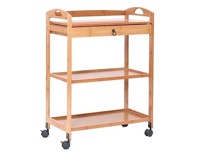 DFHetFH Rollwagen Beweglicher Holz-Esswagen, Schicht-Tee-Esswagen, Wohnzimmer-Seitenschrankwagen Küchenwagen(A)