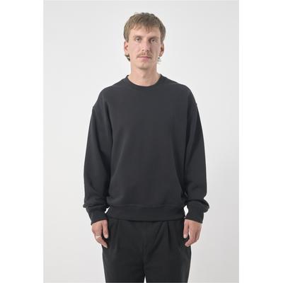 Strickpullover CLEPTOMANICX "Boxy Crewneck Ligull Boxy Crop", Herren, Gr. L, schwarz, 100% Baumwolle, bestickt, kurz, Rundhals, Pullover Strickpullover, mit lockerem Schnitt